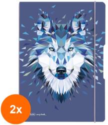 Herlitz Set 2 x Caiet My Book Flex A4 2 x 40 File, Velin, Motiv Wild Animals Wolf (REH-2xHRZ-9493990)