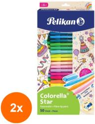 Pelikan Set 2 x Carioca Colorella Star C302, 50 Culori + 3 Neon, 10 Pastel, Blister (REH-2xHRZ-825092)