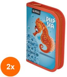 Herlitz Set 2 x Penar Neechipat, 13.5 x 19.5 x 3 cm, Motiv Deep SEA (REH-2xHRZ-9492720)