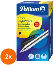 Pelikan Set 2 x Pix Stick Super Soft, Mina Neagra, Cutie 12 Bucati, Pelikan (REH-2xHRZ-804370)