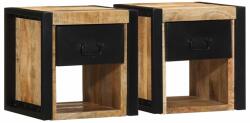 vidaXL 2 db tömör nyers mangófa éjjeliszekrények 40x35x40 cm (4015951)