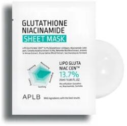 APLB Glutathione Niacinamide Sheet Mask bőrtónus-kiegyenlítő, hidratáló fátyolmaszk, 25 ml