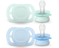 Philips Set 2 Suzete pentru Nou-Nascuti Philips-Avent Ultra Start SCF075/02 Ortodontice Silicon fara BPA 0-2 Luni Verde/Albastru (SCF075/02)