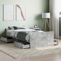 vidaXL betonszürke ágykeret fej- és lábtámlával 90 x 190 cm (3203813)