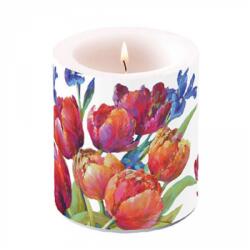 Ambiente Tulips of joy átvilágítós gyertya 10x10cm
