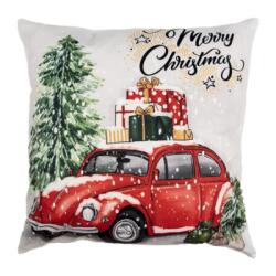 Clayre & Eef Textil párnahuzat 45x45cm piros autó csomagokkal
