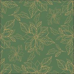 Ambiente Poinsettia outline green papírszalvéta 33x33cm, 20db-os