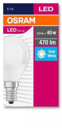 OSRAM LED izzó, E14, kisgömb, P45, 5, 7W, 470lm, 4000K (HF), OSRAM "Value (OLEDE1406)