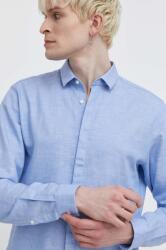 HUGO BOSS lenvászon ing galléros, slim - kék 45