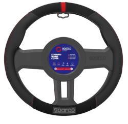 Sparco Husă Volan Auto Sintetic Negru cu Cusătură Roșie SPS130RD (SPS130RD)
