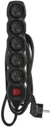 EMOS Cablu prelungitor 3 m / 5 prize / cu întrerupător / negru / PVC / 1, 5 mm2