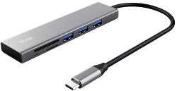Trust HALYX FAST USB-C HUB and kártyaolvasó, ezüst
