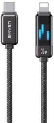 USAMS Cablu de date USAMS METEOR (Tip-C - Lightning, 30W, încărcător rapid PD, 120cm, șiret, afișaj LED) NEGRU SJ743USB01 (SJ743USB01)