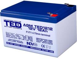 Ted electric Оловна Батерия TED ELECTRIC, 12V, 12Ah, 152/ 98/ 96 mm, AGM (TED-12V-12-AGM) - zettabytex