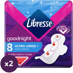 Libresse Ultra Large+ Goodnight szárnyas éjszakai egészségügyi betét (2x8 db)