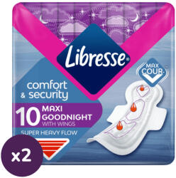 Libresse Maxi Goodnight+ Comfort & Security éjszakai egészségügyi betét (2x10 db) - pelenka - 1 299 Ft