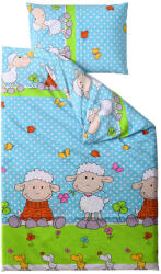  Pamut ágynemű bölcsőbe BÁRÁNYOK kék Ágyneműhuzat mérete: 45 x 65 cm | 90 x 135 cm
