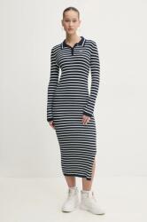 Tommy Hilfiger ruha gyapjú keverékből sötétkék, maxi, testhezálló, DW0DW19476 - sötétkék S