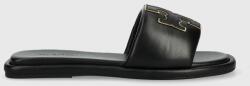 Tory Burch bőr papucs Double T Sport Slide fekete, női, 79985, - fekete Női 38