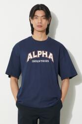 Alpha Industries pamut póló College sötétkék, férfi, nyomott mintás, 146501 - sötétkék M
