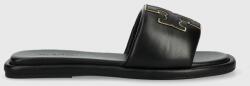 Tory Burch bőr papucs Double T Sport Slide fekete, női, 79985, - fekete Női 37