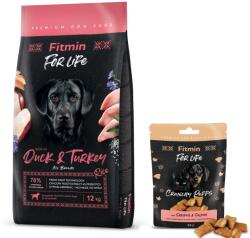 Fitmin FITMIN dog For Life kacsa és pulyka 12 kg + Fitmin For Life kutya- és macskakeksz 50 g mix ízesítéssel GRATIS