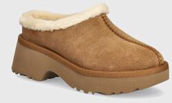 Ugg papuci din piele intoarsa New Heights Cozy Clog culoarea maro, 1162510-CHE 9BYH-KLD034_82X (1162510.CHE)