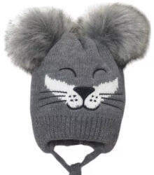  Minimanó téli kötött sapka (44-46) - Szürke Róka