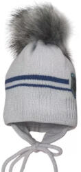  Minimanó téli kötött sapka (42-44) - szürke/kék Miniboy
