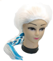  Paróka, copfos, fehér, kék melírral (Elza)