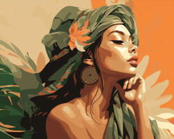 Figured Art Set pictura pe numere, cu sasiu, Femeie cu turban african, 40x50 cm (FA10245-Y)