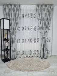 PerdeleDraperiiModerne SET Perdea si Draperie la comanda Model BAROC NOU 1, GRI/NEGRU (1097)