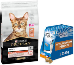 PRO PLAN Pro Plan 10 kg Purina hrană uscată + 8 x 40 g Dentalife Daily Oral Care Snack gratis! - Adult Vital Functions Somon Snacks Pui