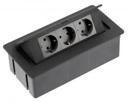 GTV Priza incorporabila in blat GTV 3xSCHUKO, cablu 1.5m, IP20, negru mat (AE-PBSC3GS-20NN)
