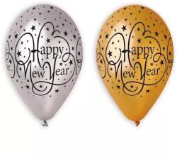 Gemar Happy New Year feliratos lufi csomag - 6 db-os, arany-ezüst (GS110/NY1)