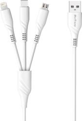 DeTech Кабел за зареждане DeTech DE-C40, 3 в 1, Micro USB, Lightning, Type-C, 1.0m, Бял - 40203 (40203)
