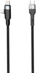 DeTech Кабел за данни DeTech DE-48CCL, 2 в 1, Type-C - Type-C, Lightning, 1.0m, Черен - 40513 (40513)