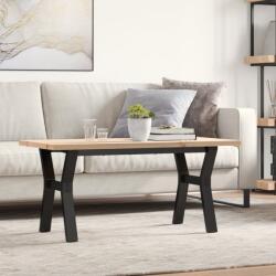 vidaXL tömör fenyőfa és acél Y-vázú dohányzóasztal 100x50x45, 5 cm (3282776) - vidaxl