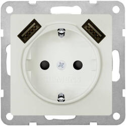 Siemens 5UB1970-0TW01 dugalj + 2xUSB 2, 4A, titánfehér (RAL9010), DELTA i-system - Készlet erejéig! ! ! (5UB19700TW01)