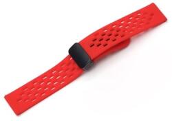  Curea roșie silicon perforata, închidere magnetica pentru smartwatch 20, 22mm