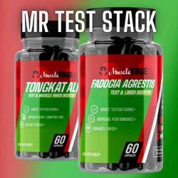 Muscle Rage MR TEST STACK - Extrém Tesztoszteron Fokozó Csomag - Fadogia Agrestis + Tongkat Ali - 120 Kapszula - Muscle Rage