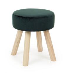 Bizzotto Taburet cu picioare din lemn natur si sezut velur verde Adeline 34x34x38 cm (0748162)