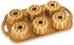 Nordic Ware Formă pentru tort ANNIVERSARY BUNDLETTE BUNDT, pentru 6 prăjituri minibundt, aurii, Nordic Ware (NW86277)