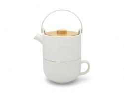 Bredemeijer Ceainic UMEA TEA FOR ONE 500 ml, cu pahar pentru ceai, alb, Bredemeijer (BRED142007)