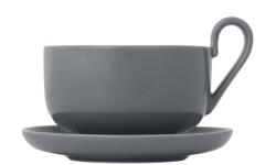 blomus Ceașcă pentru ceai cu farfurie RO, set de 2 buc, 230 ml, gri, Blomus (BM64140)