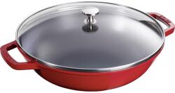 Staub Wok 30 cm, cu capac de sticlă, vișiniu, fontă, Staub (ST1312906)