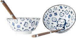 Made in Japan Set boluri cu bețișoare MANEKI CAT BLUE MIJ 400 ml 2 buc (MIJRW0001) Serviciu de masa