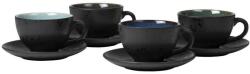 Bitz Ceașcă de ceai cu farfurie, set de 4 buc, negru, Bitz (BITZ821345)