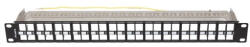 Lanberg Üres patch panel 48 port 1U 19" FTP, árnyékolt, tehermentesítővel, fekete (PPKS-1248-B) - bbmarket