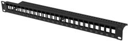 Lanberg Üres patch panel 24 port 1U 19" tehermentesítővel, fekete (PPKS-1024-B) - bbmarket